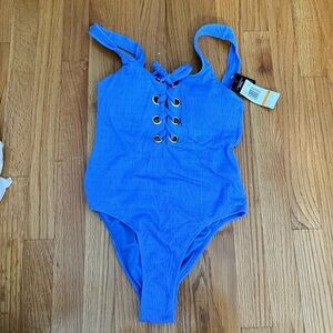 NWT California Waves Lace-Up One-Piece Swimsuit
